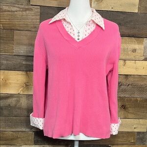 Rafaella Pink V-Neck Sweater